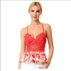 Rebecca Taylor coral crochet baby doll top size 4